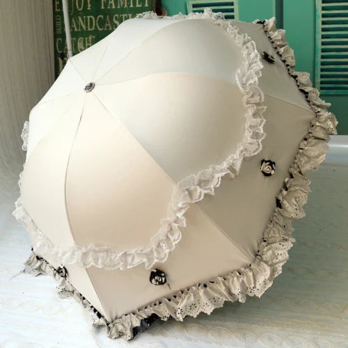 UV Lace Folding Umbrella for Women – Windproof Sun & Rain Folding Umbrella Axl Style 1 metal-fiber composite 8K