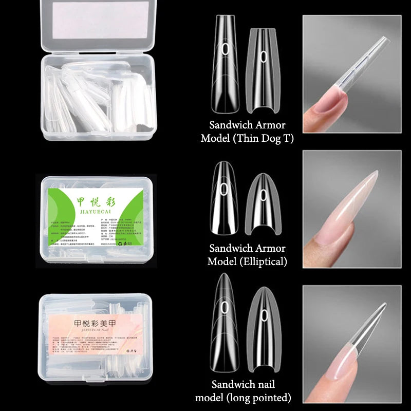 60Pcs Sandwich Dual Nail Forms – 15 Sizes Coffin & Almond Nail Extension Forms Axl