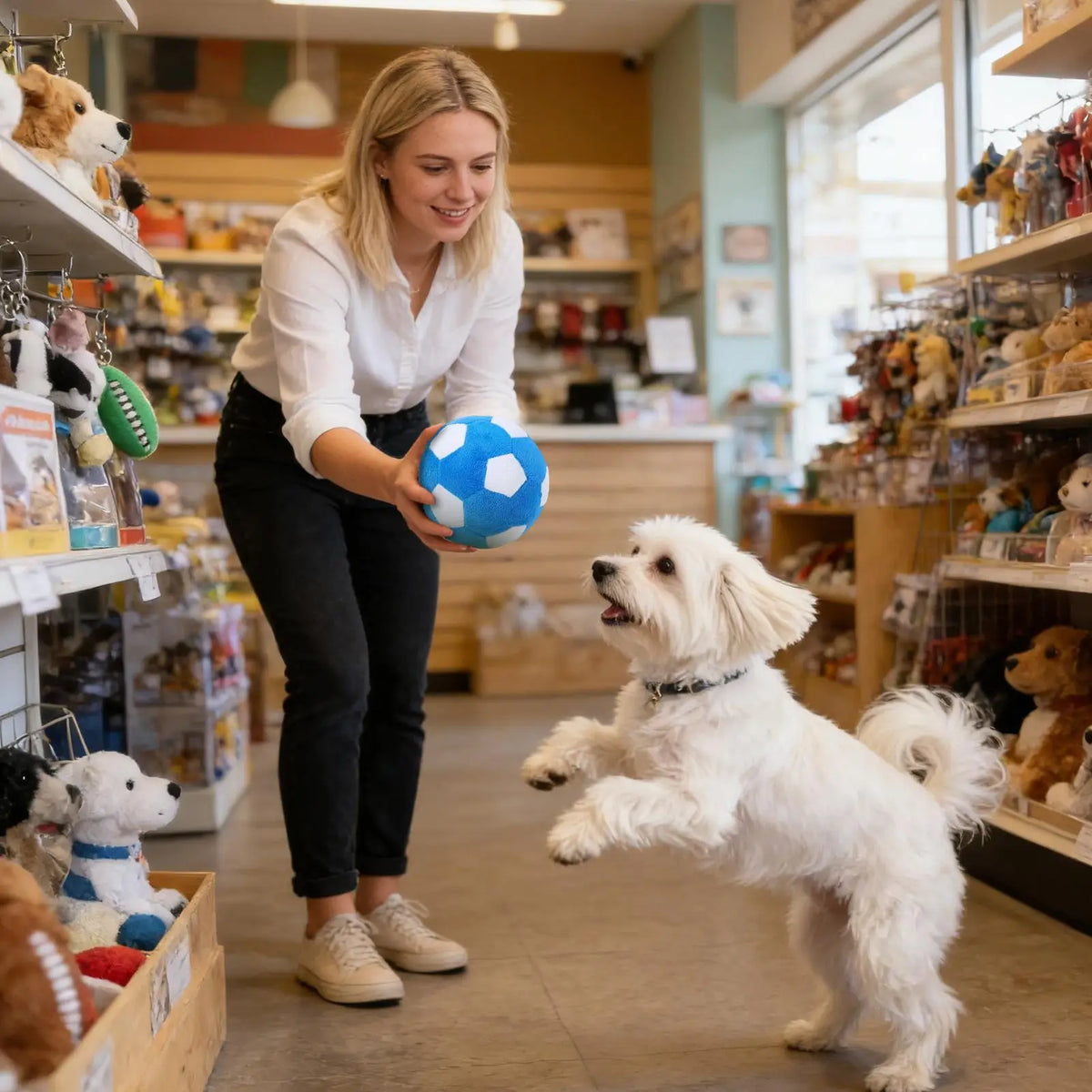 Plush Squeaky Soccer Ball Dog Toy – Indoor & Outdoor Play Squeaky Dog Toy Axl