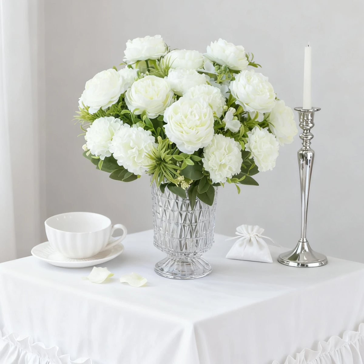 Silk Artificial Chrysanthemum Peony Bouquet – Home & Wedding Decor Artificial Flower Bouquet Axl