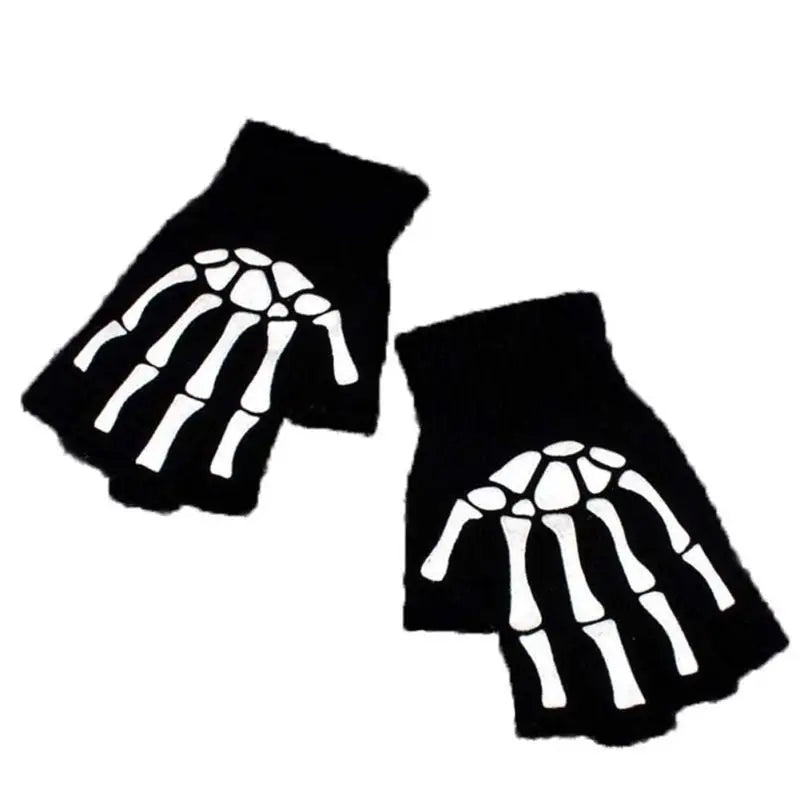 Halloween Skeleton Claw Fingerless Gloves – Kids & Adults Costume Gloves Axl A