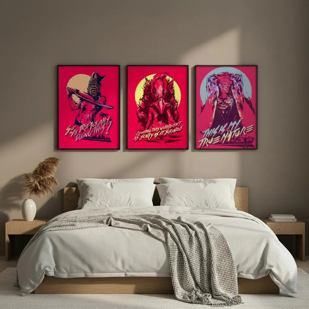 Hotline Miami Game Poster – HD Self-Adhesive Wall Art Sticker Wall Art Poster Axl
