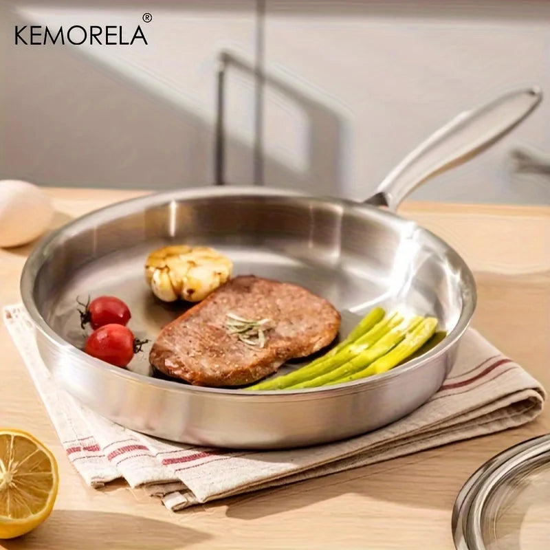 KEMORELA 3-Piece Non-Stick Stainless Steel Frying Pan Set 22/26/30cm Frying Pan Set Axl