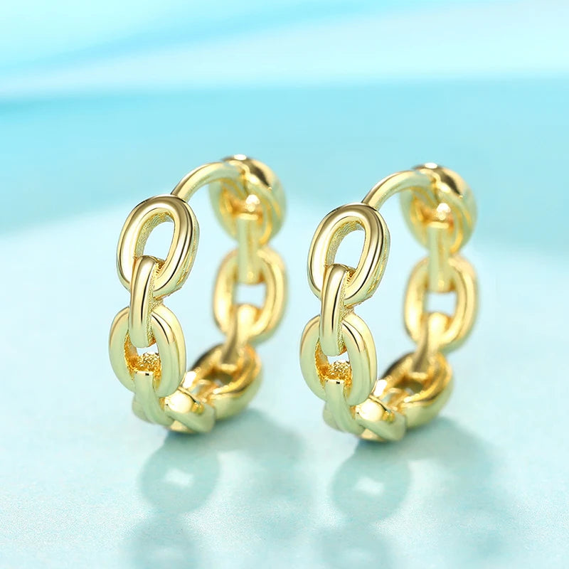 Huitan Gold Chain Hoop Earrings – Geometric Women's Jewelry Hoop Earrings Axl