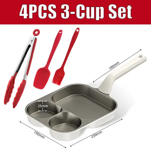 Titanium Ceramic Nonstick Breakfast Skillet – 3/4 Cup Egg Pan Nonstick Breakfast Skillet Axl 4PCS 3-Cup Set