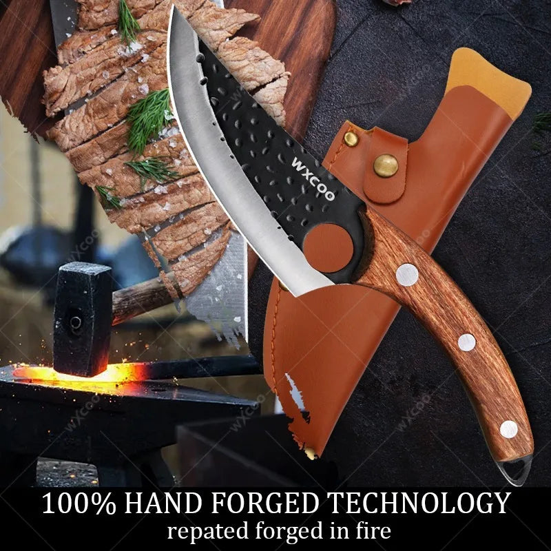 WXCOO Stainless Steel Meat Cleaver & Boning Knife Set Kitchen Knife Set Axl