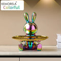 KEMORELA Ceramic Rabbit Key Storage Figurine | Home Decor Decorative Figurine Axl Colorful M