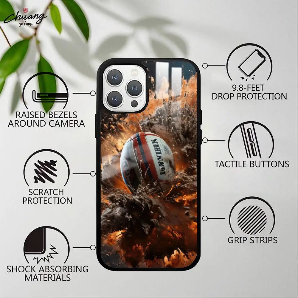 Rugby Sport iPhone Case Frosted Mirror Cover 11–16 Pro Max iPhone Phone Case Axl