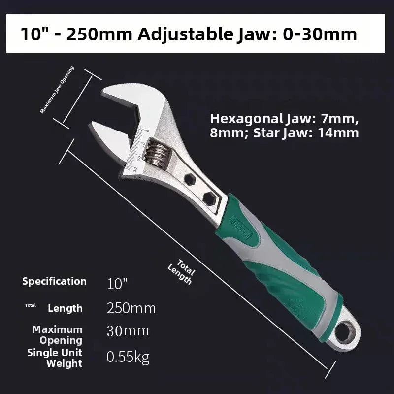 Adjustable Wrench 8/10/12" Chrome Vanadium – Long Handle Tool Adjustable Wrench Axl 10-inch Green China Mainland