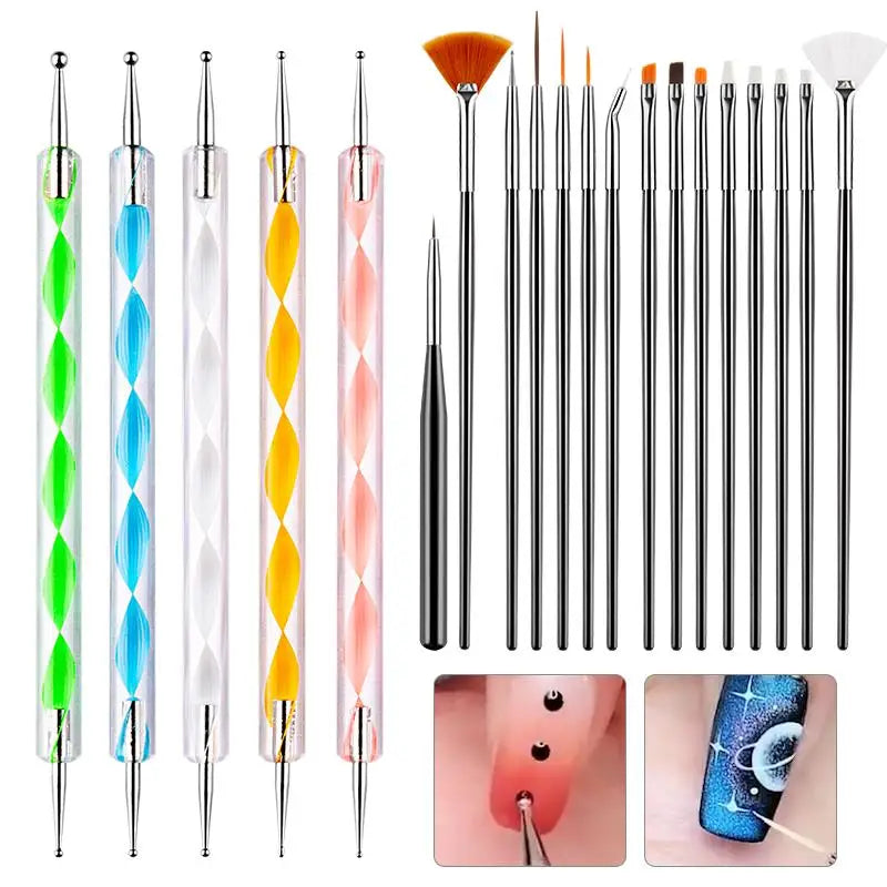 Nail Art Brush Set – Dotting Tools, Striping & Drawing Pens Nail Art Tool Set Axl