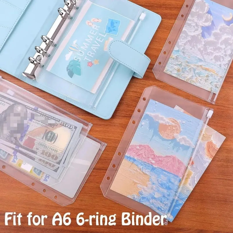 10-Pack PVC Zipper Binder Pockets A5 A6 A7 Cash Envelope Organizer Binder Zipper Pockets Axl