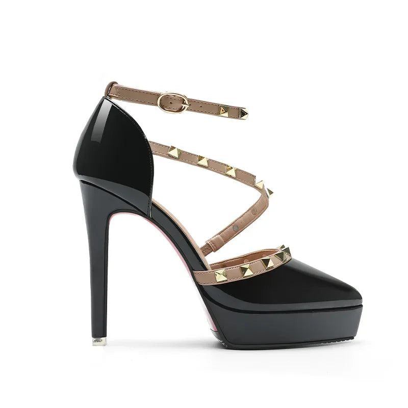 Women's Stiletto Platform Slingback Pumps with Rivet Detail Stiletto Platform Pumps Axl