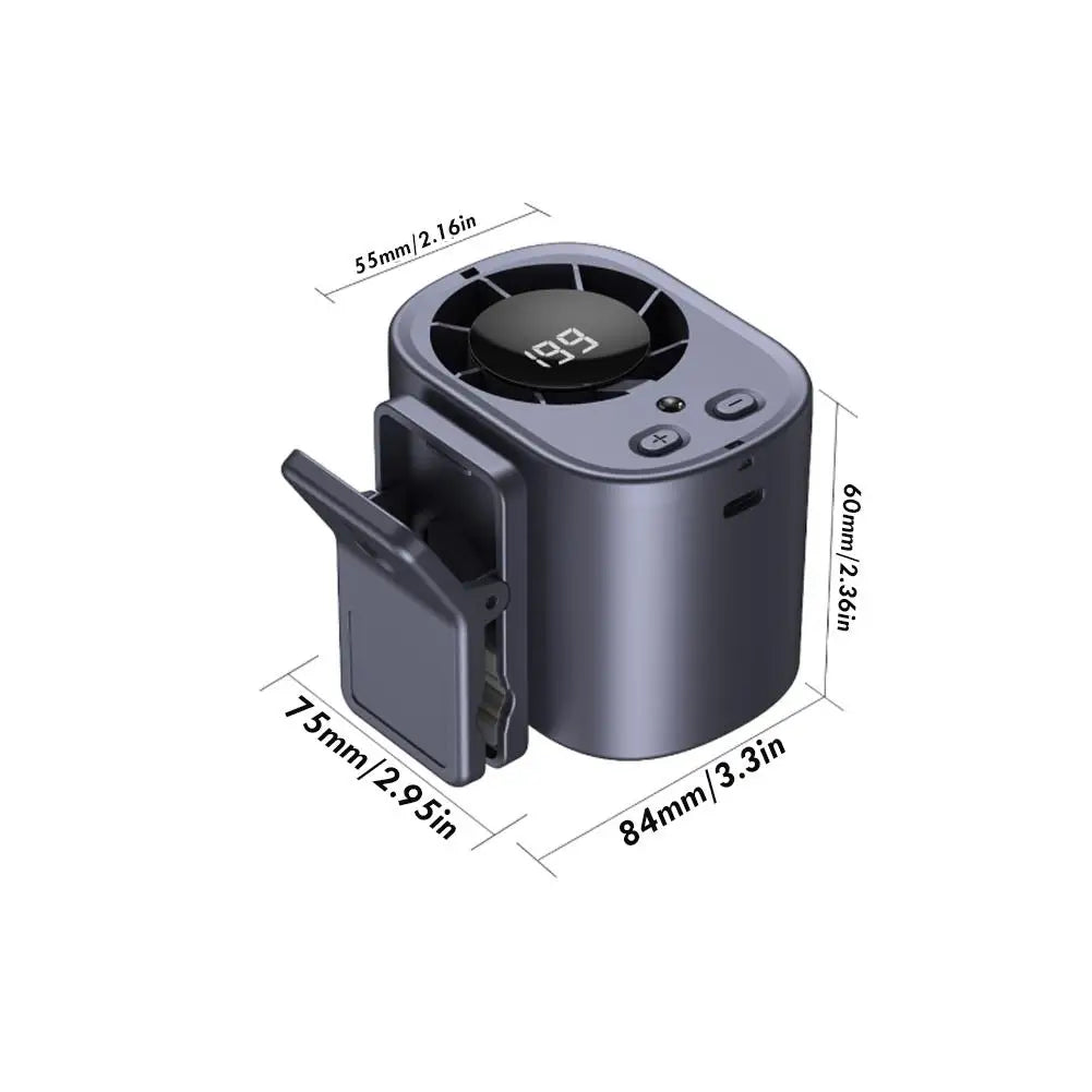 Clip-On Car Fan LED Display | USB-C Rechargeable Cooling Fan Clip-On Portable Fan Axl