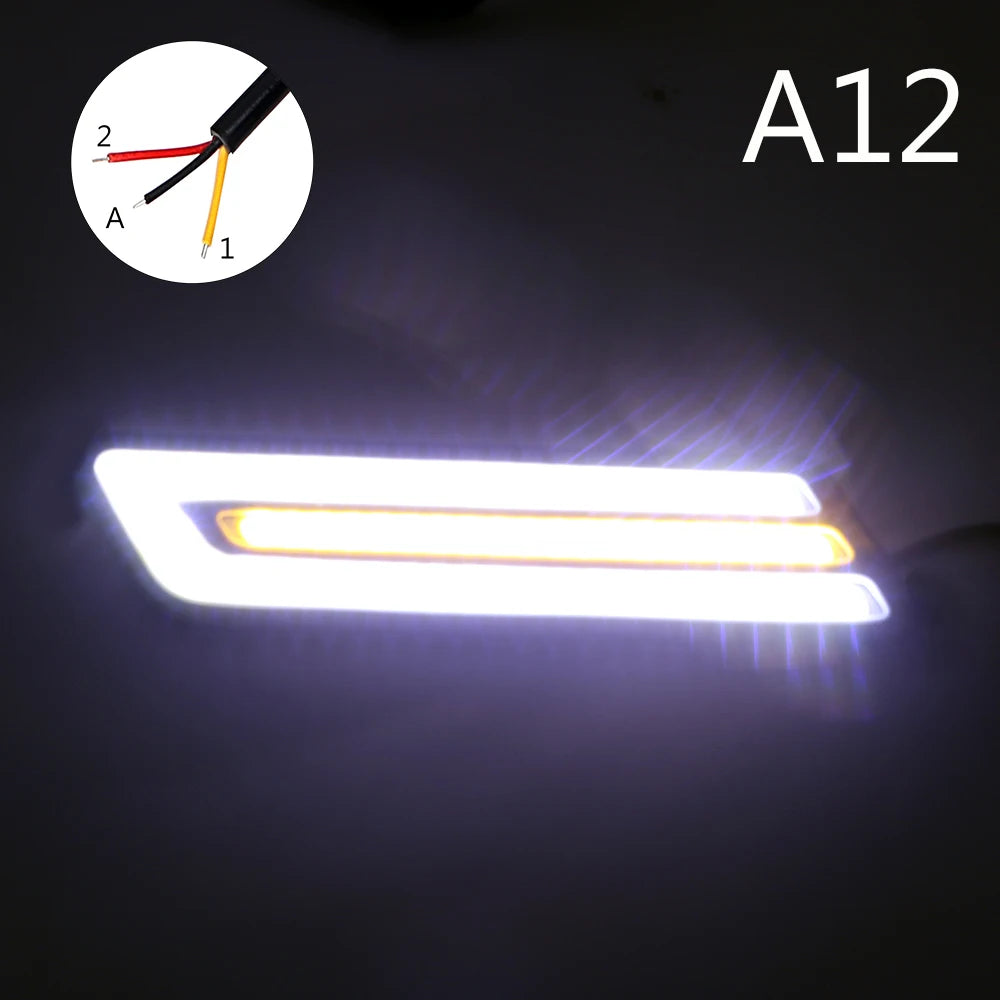COB LED DRL & Turn Signal Fog Lamp – Waterproof Pair 12V LED Car DRL Light Axl WHITE