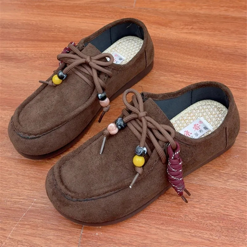 Women's Retro Bohemian Slip-On Flat Shoes | Round Toe Rubber Sole Women's Slip-On Flats Axl