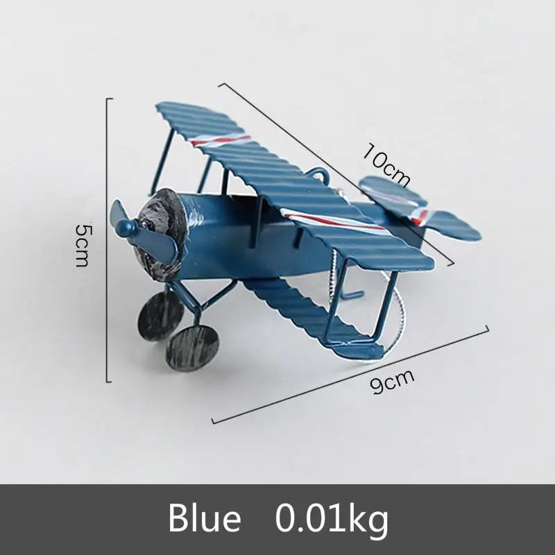 Mini Vintage Iron Airplane Ornament – Car & Desk Décor Desktop Ornament Axl Blue