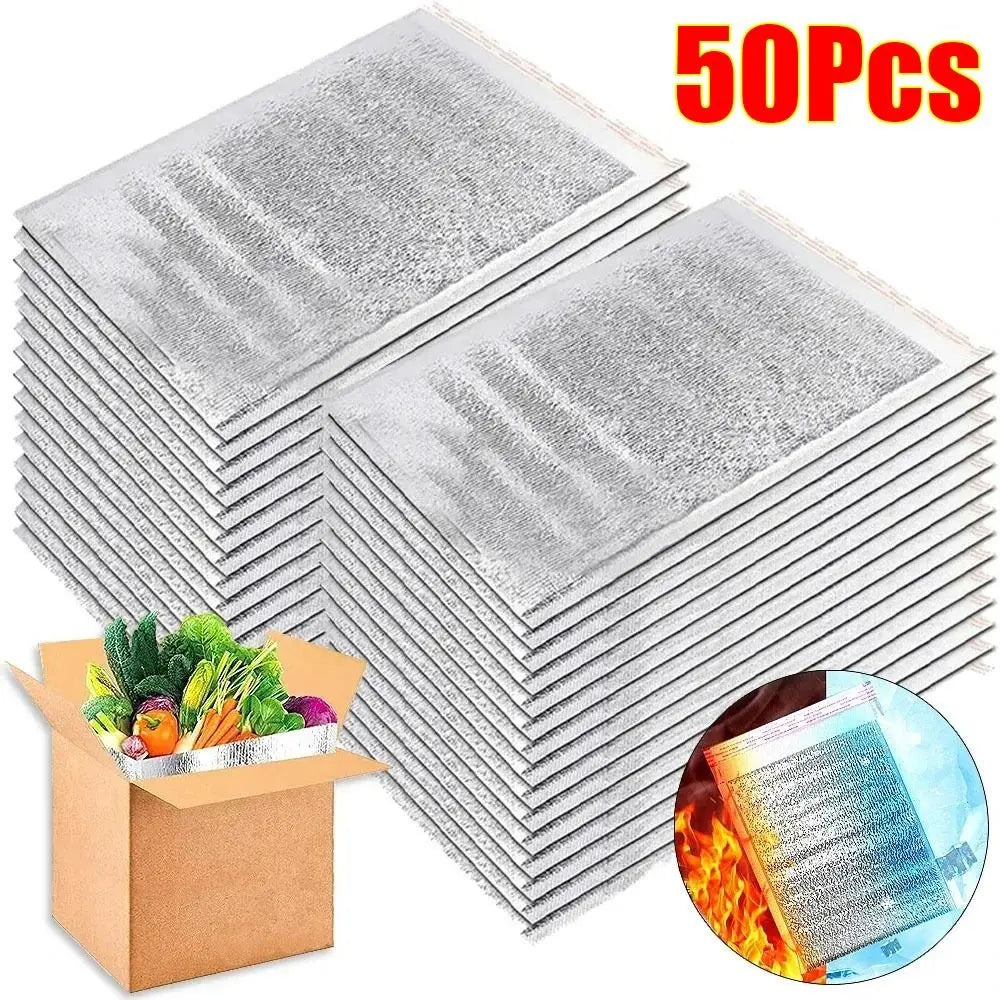 50-Pack Aluminum Foil Insulated Food Bags – Hot & Cold Cooler Insulated Food Bags Axl
