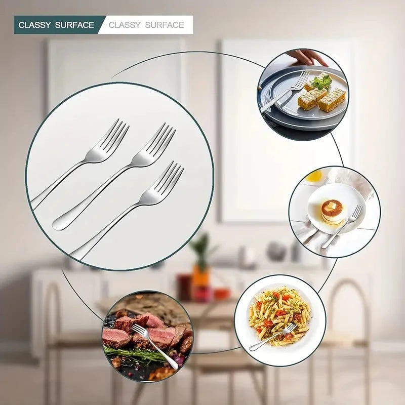 12-Piece Stainless Steel Fork Set – Dinner, Salad & Dessert Flatware Fork Set Axl