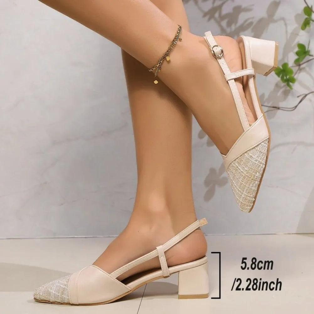 Women's Pointed Toe High Heel Sandals | Buckle Strap – Beige High Heel Sandals Axl