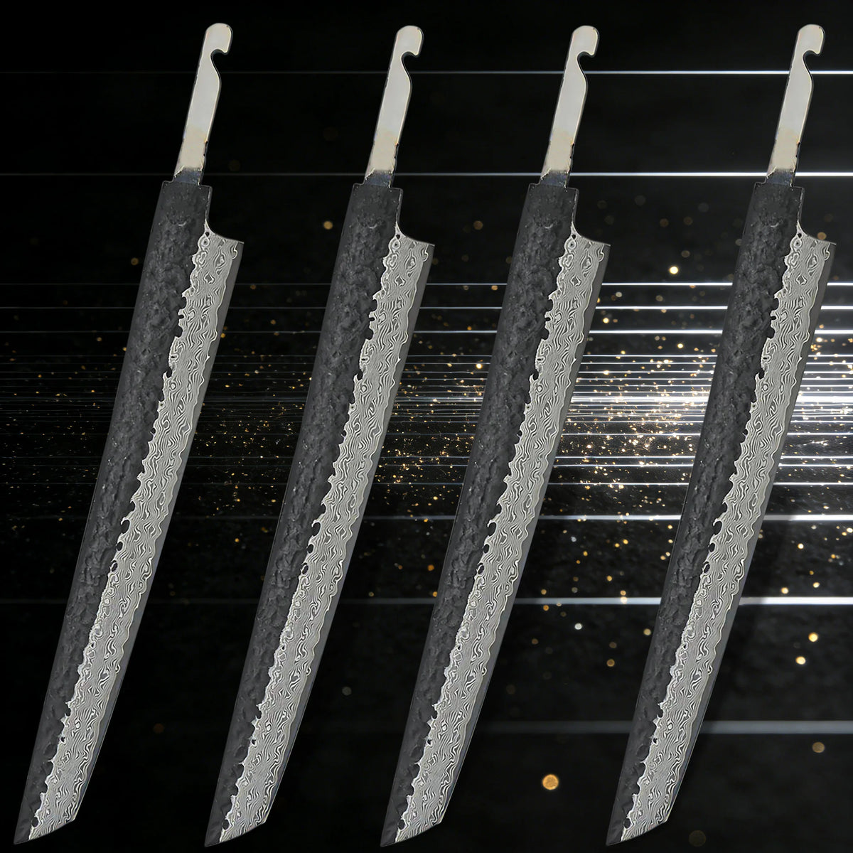 Damascus Steel Sashimi Knife Blade Set – DIY Forged 1–7 PCS Damascus Knife Blade Axl Knife Blade-4PCS