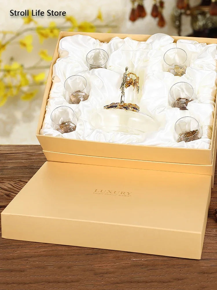 Enamel Crystal Wine Glass & Decanter Set | Gift Box Crystal Wine Glass Set Axl