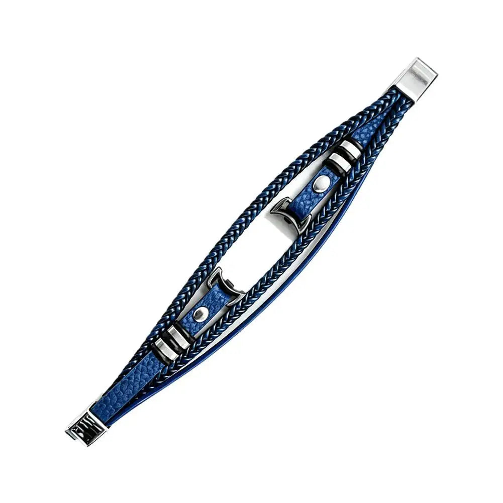 Leather Braided Strap for Xiaomi Mi Band 10/9/8 – Magnetic Smart Band Strap Axl Blue