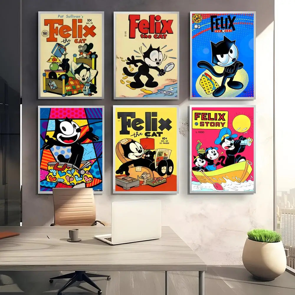 Felix the Cat Self-Adhesive Wall Poster | Cartoon Art Sticker Wall Art Sticker Axl