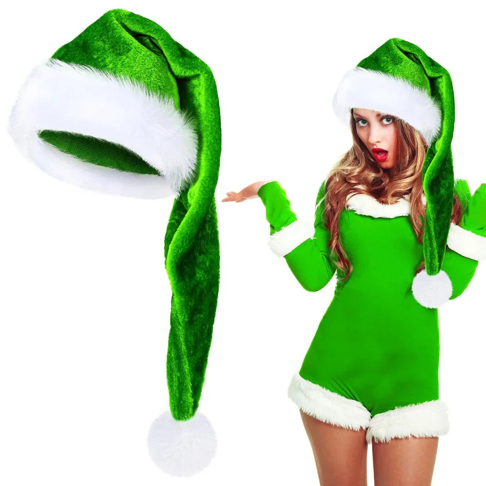 Super Long Velvet Santa Hat – Soft Thickened Christmas Hat Christmas Santa Hat Axl
