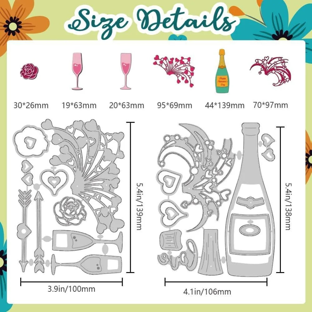 Champagne Love Die Cuts – Celebration Frame Scrapbooking Stencils Scrapbooking Cutting Dies Axl