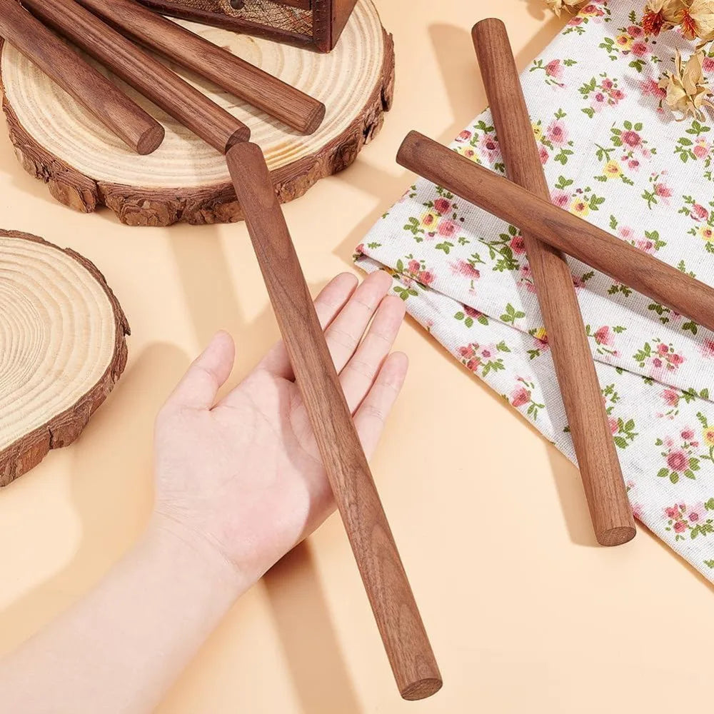 6-Pack Walnut Wood Dowel Rods 11.8" Unfinished Round Craft Sticks Wood Dowel Rods Axl