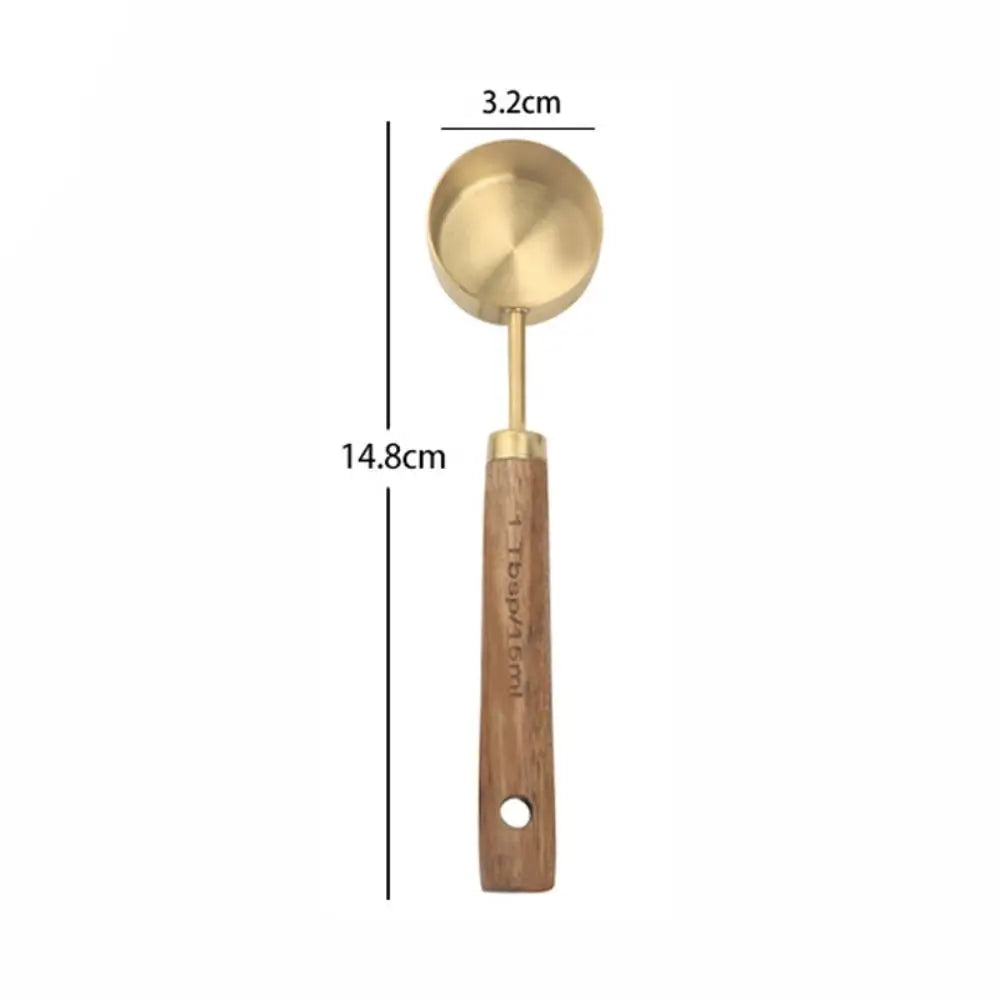 Wooden Handle Stainless Steel Measuring Cups & Spoons Set Measuring Cups & Spoons Axl 15ml