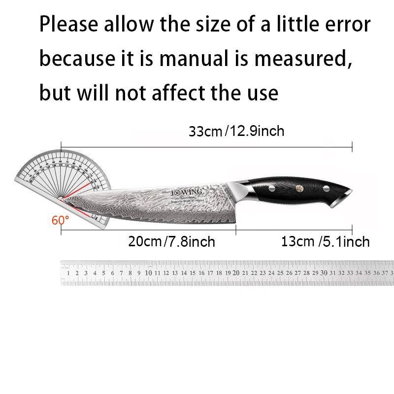 Damascus Steel Chef Knife with Gift Box – 20cm Sharp Blade Damascus Chef Knife Axl