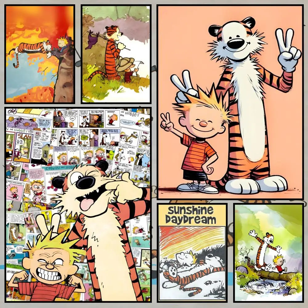 Calvin & Hobbes Waterproof PVC Wall Poster – Peel & Stick HD Art Wall Art Poster Axl