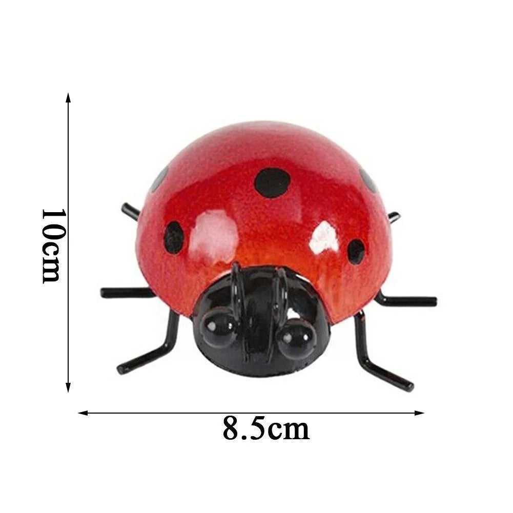 Mini Metal Ladybug Fence Hanger – Outdoor Garden Ornament Garden Wall Ornament Axl