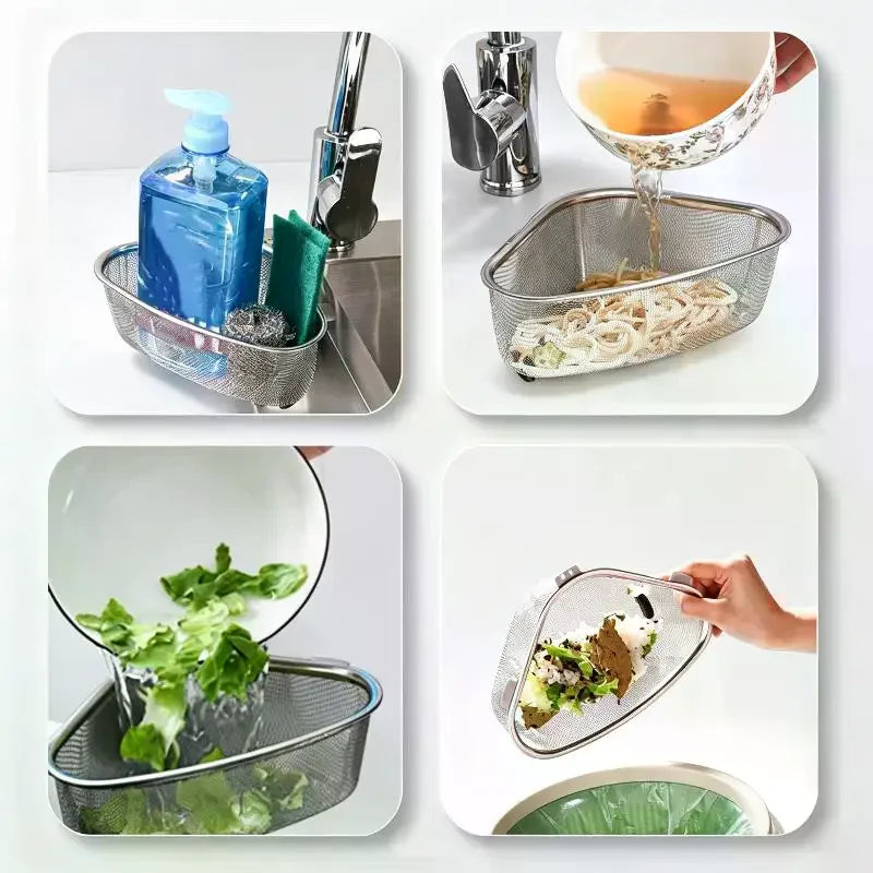 Stainless Steel Triangle Sink Drain Basket & Corner Filter Sink Drain Basket Axl