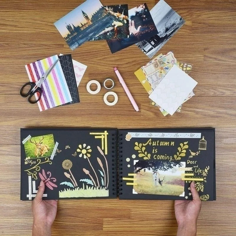 DIY Scrapbook Photo Album – 30-Page Black Card Memory Book Scrapbook Photo Album Axl