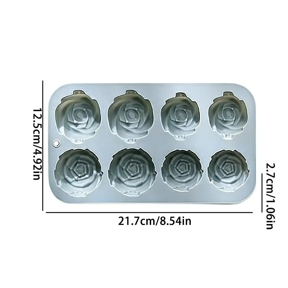 Rose Silicone Cupcake Molds – 8-Cavity Nonstick Baking Pan Silicone Baking Mold Axl Blue