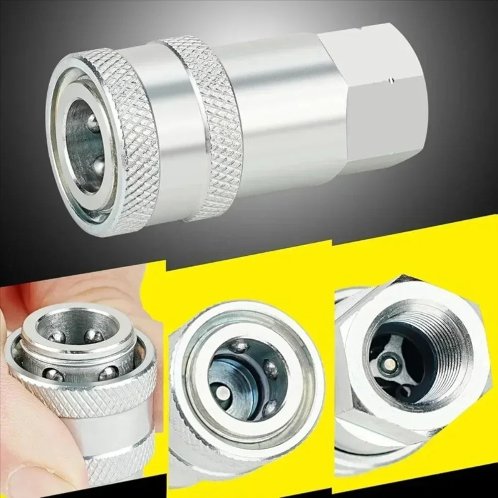 Hydraulic Quick Connect Coupler Set NPT 1/2" & 1/4" + Dust Cap Hydraulic Coupler Fittings Axl