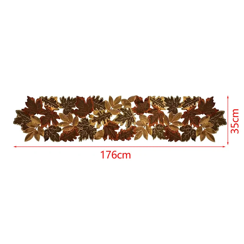 Autumn Maple Leaf Embroidered Table Runner | Farmhouse Décor Embroidered Table Runner Axl 35x176CM
