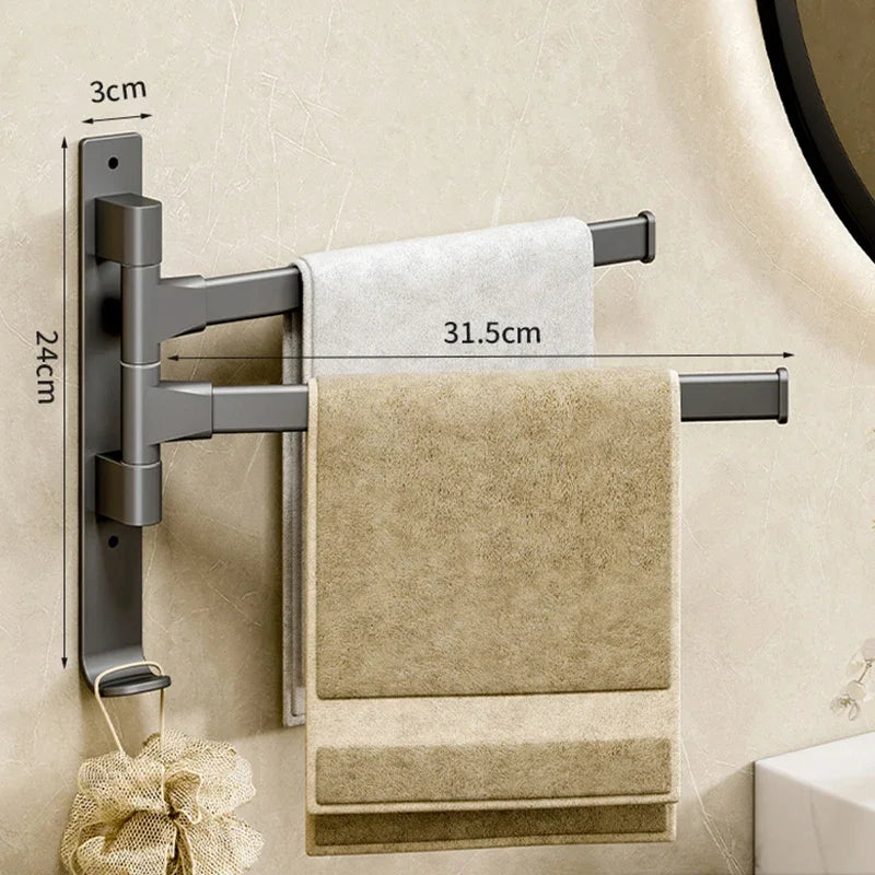 Wall Mounted Rotatable Towel Rack – Space Aluminum 2–5 Bars Towel Rack Axl Gray 2 Bar