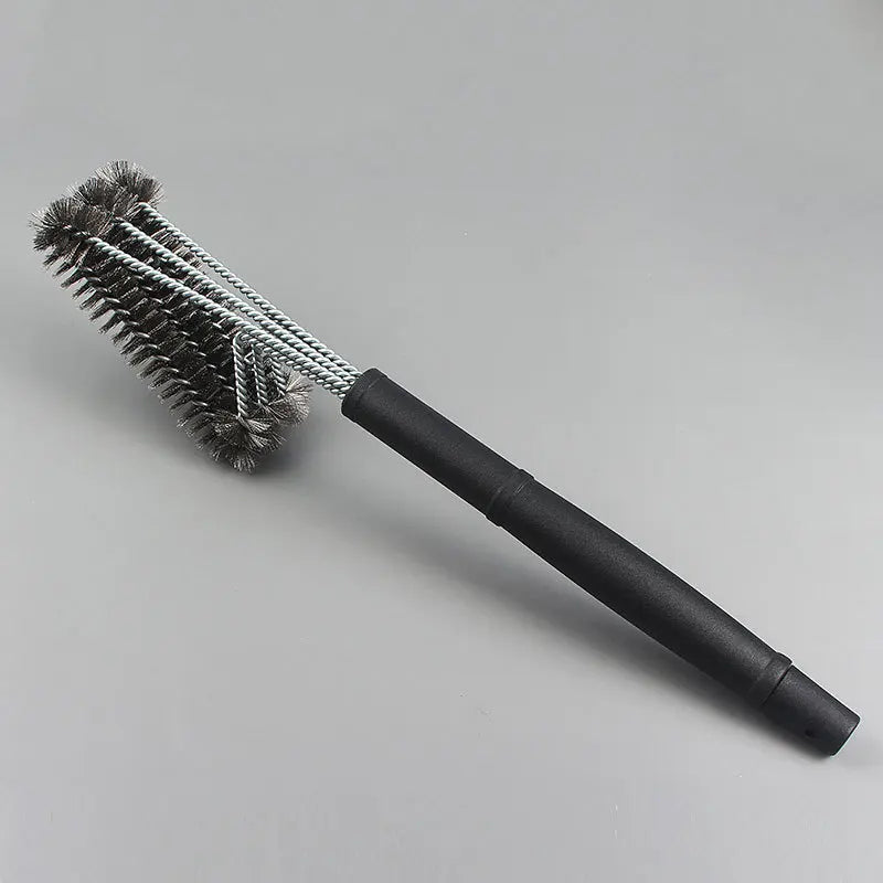 Steel Wire BBQ Grill Cleaning Brush – Heavy-Duty Scrubber BBQ Grill Brush Axl 3headed steel wire b