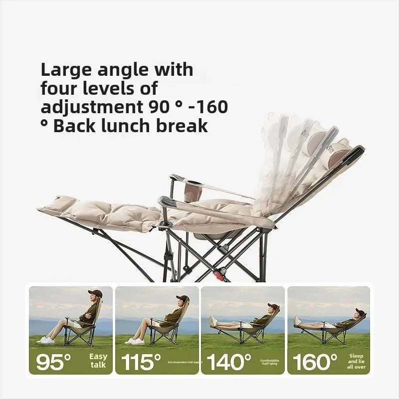 Folding Recliner Camping Chair – Cushioned & Adjustable Backrest Folding Camping Chair Axl