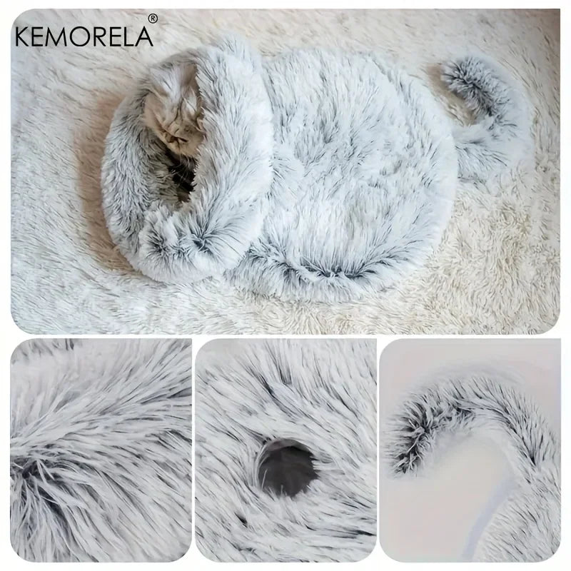 KEMORELA Plush Cat Sleeping Bag – Warm Cozy Pet Bed Cat Sleeping Bag Axl