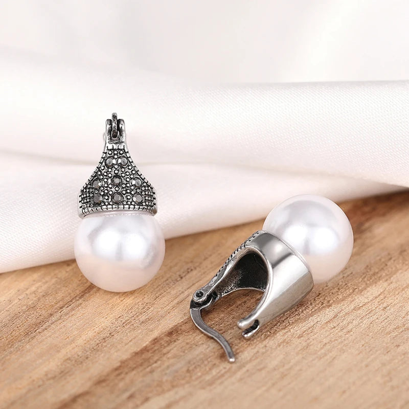 Huitan Vintage Pearl Drop Earrings – Rhinestone Fashion Jewelry Pearl Drop Earrings Axl E3731