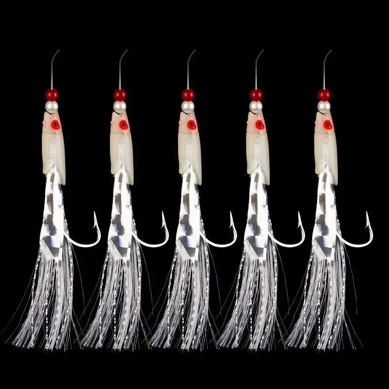 5-Pack Soft Fishing Lure Rigs – Barbed Hooks & Glow Bait Jigs Fishing Lure Rigs Axl