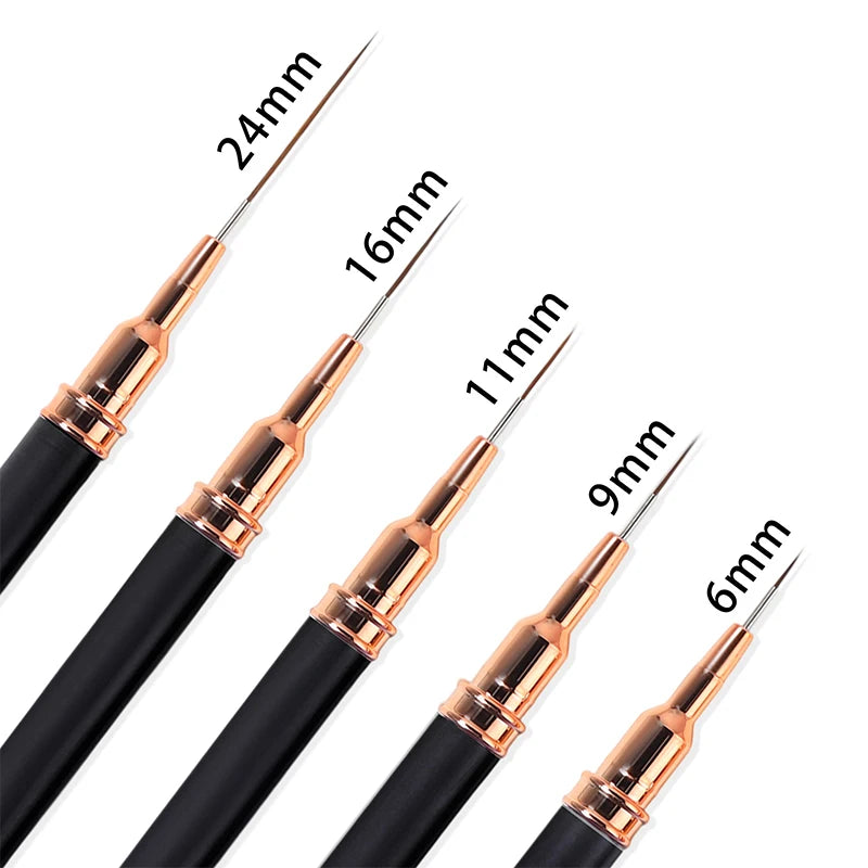 5-Piece Nail Art Liner Brush Set – 7/9/11/15/20mm Striping Nail Art Brush Set Axl
