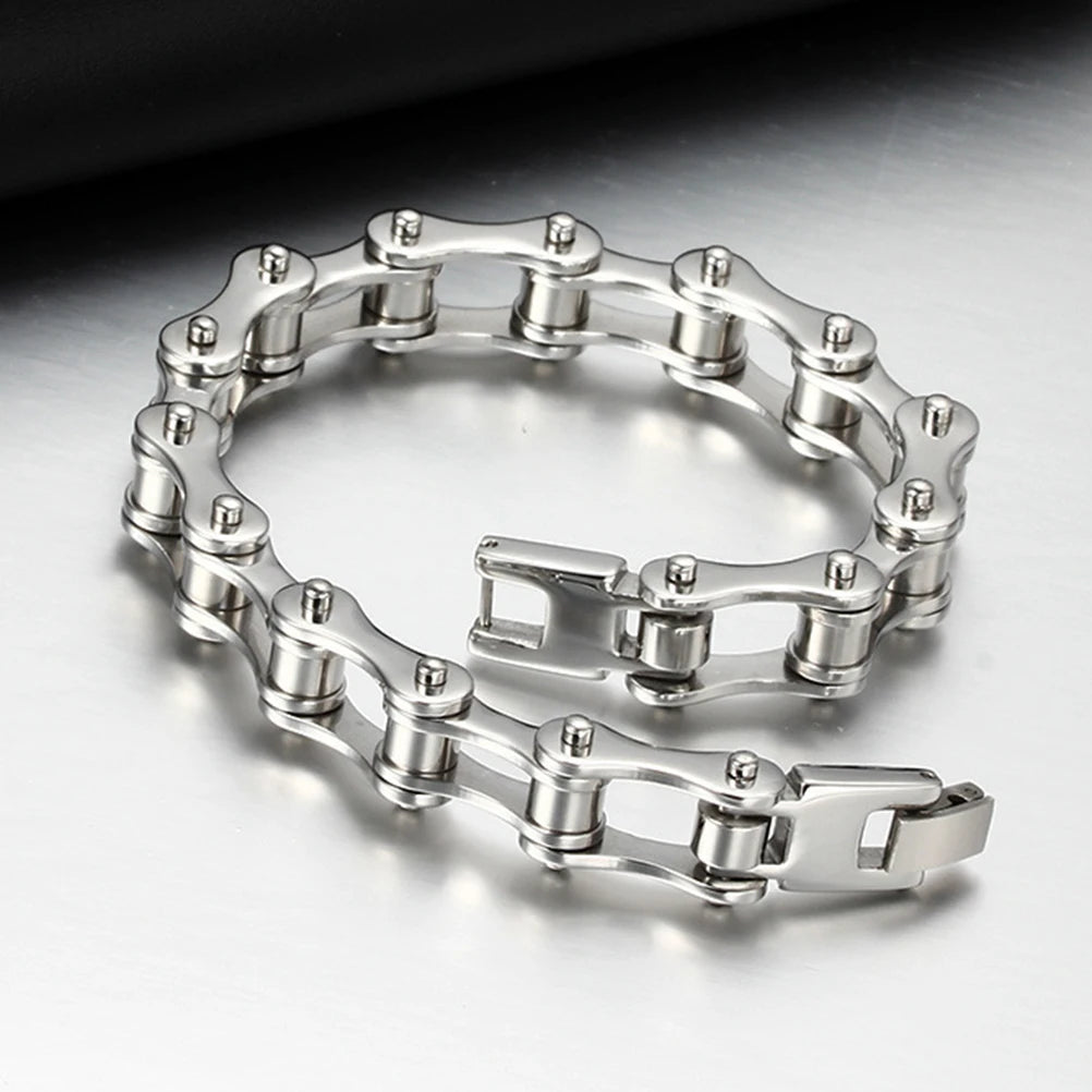 Punk Stainless Steel Motorcycle Chain Bracelet 8.5" Silver Chain Bracelet Axl
