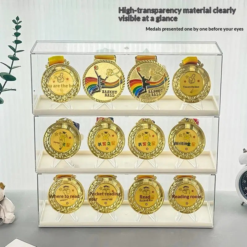 Medal Display Rack – Stackable Plastic Box for Coins & Badges Medal Display Rack Axl