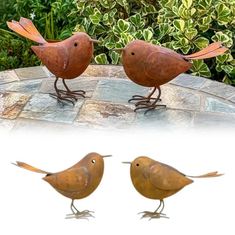Rustic Metal Bird Statues – Iron Art Garden Sculpture for Yard Garden Bird Sculpture Axl