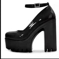 Pink Chunky Platform Pumps – Ankle Strap Square Heel Women Platform Pumps Axl black bright 37